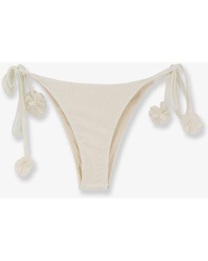 PATBO Nylon Bikini Bottoms With Floral Detail - White