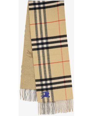 Burberry Cashmere Scarf With Check Motif - Metallic