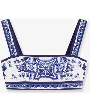 Dolce & Gabbana Dolce & Gabbana Cotton Top With Maiolica Print - Blue