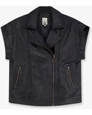 Scarlett Poppies Ruttiya Leather Sleeveless Jacket - Black