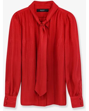 Gucci Silk Shirt With Bow - Red
