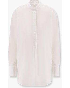 TOTEME Stand Collar Organic Cotton Shirt - White