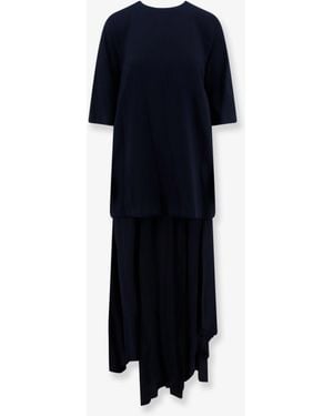 Semicouture Silk Blend Top And Skirt - Blue