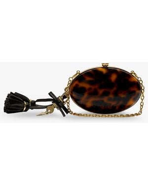 Self-Portrait Oval Resin Clutch Bag - Black