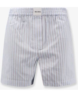 The Attico Striped Cotton Shorts - Grey