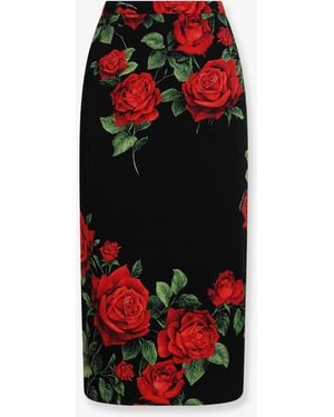 Dolce & Gabbana Dolce & Gabbana Stretch Silk Midi Skirt - Red
