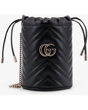 Gucci Gg Marmont Matelasse Leather Bucket Bag - Black