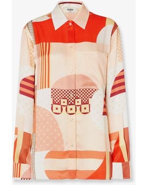 Fendi Patchwork Silk Shirt - Orange