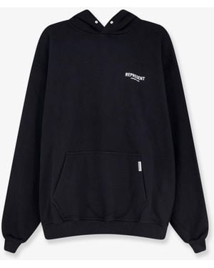 Represent Cotton Sweatshirt With Printed Logo On The Front - Blue