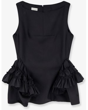 Dries Van Noten Casey Wool And Silk Top - Black