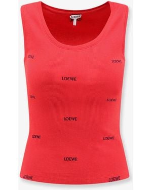 Loewe Cotton Tank Top With All-Over Embroidered Logo Lettering