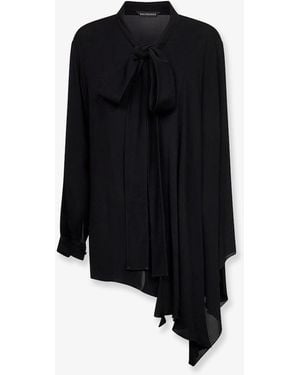 Balenciaga Silk Shirt With Bow - Black