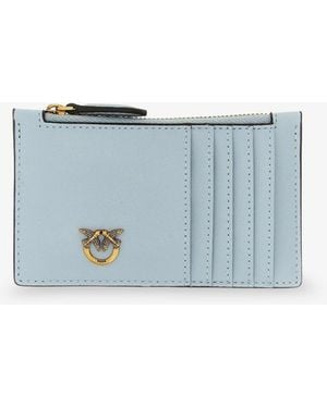 Pinko Airone Leather Card Holder - Blue