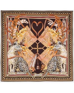 Ferragamo Felindra Silk Foulard - Marrone