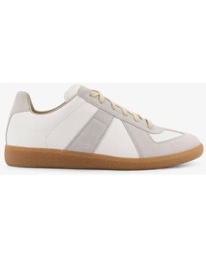 Maison Margiela Replica Leather And Suede Low-Top Trainers - White
