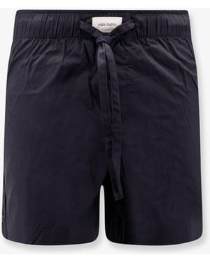 Entire studios Cotton Bermuda Shorts With Frontal Logoed Label - Blue