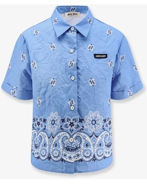 Miu Miu Bandana Cotton And Linen Shirt - Blue