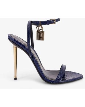 Tom Ford Laminated Leather Sandals With Iconic Padlock - Blue