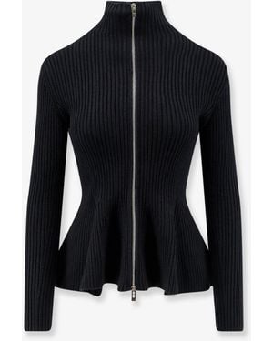 Alaïa Wool Blend Jumper With Ribbed Pattern - Blue