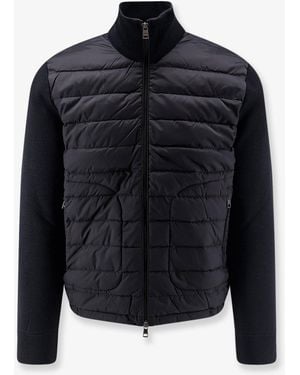 Moncler Down Jacket With Virgin Wool Blend Inserts - Black