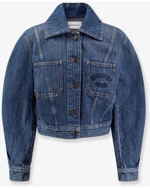 Givenchy Denim Jacket With Logo Embroidery - Blue