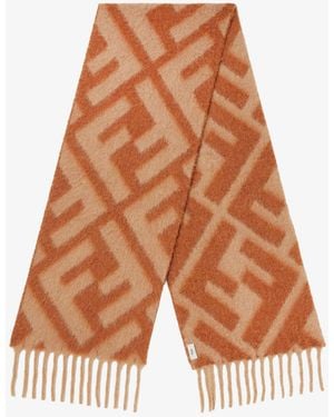 Fendi Alpaca And Wool Ff Scarf - Brown