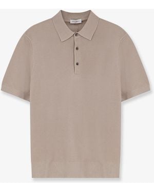 Bramani Cashmere Cotton And Silk Blend Polo Shirt - Natural