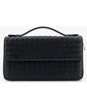 Bottega Veneta Leather Wallet With Intrecciato Pattern - Black