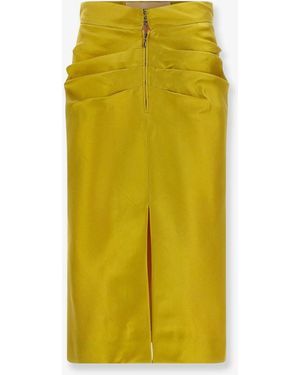 Valentino Shantung Midi Skirt - Yellow