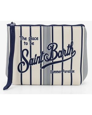 MC2 Saint Barth Aline Scuba Clutch With Striped Pattern - Blue