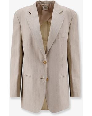 Alysi Viscose And Linen Blazer - Natural