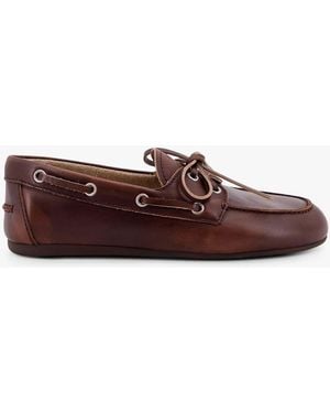 Miu Miu Leather Loafers - Brown