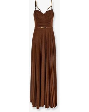 Elisabetta Franchi Laminated Long Dress - Brown