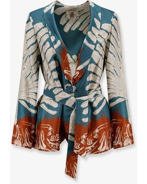 BYE Firenze Palma Viscose And Rayon Blazer - Blue