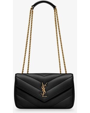 Saint Laurent Loulou Small Matelassé Leather Shoulder Bag - White