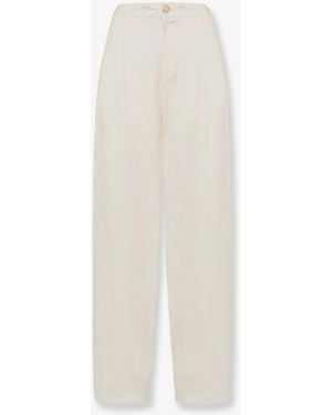Laneus Viscose And Linen Trousers - White
