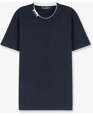Dolce & Gabbana Cotton T-Shirt With Contrasting Profile - Blue