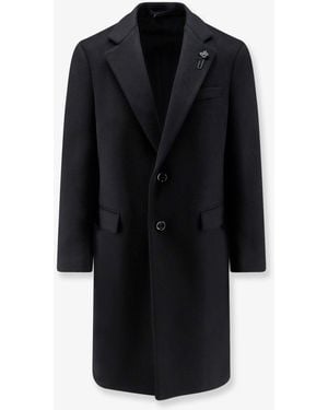 Lardini Cappotto Monopetto Con Spilla Iconica - Nero