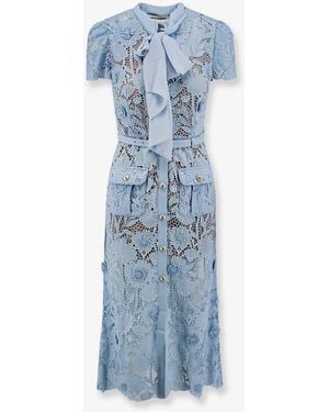 Self-Portrait Self Portrait Lace Dress With Belt - Blue