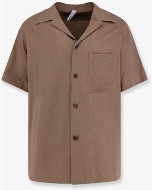 Hevò Novoli Linen And Viscose Shirt - Brown
