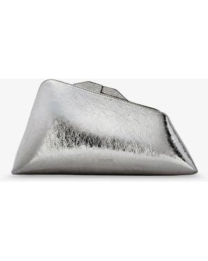 The Attico 8.30 Pm Laminated Leather Clutch Bag With Logo Engraved On The Bottom - White