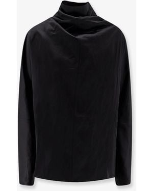 TOTEME Cowl Neck Viscose And Linen Shirt - Black