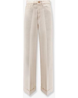 3x1 Flip Cuffed Cream Denim Trousers - White