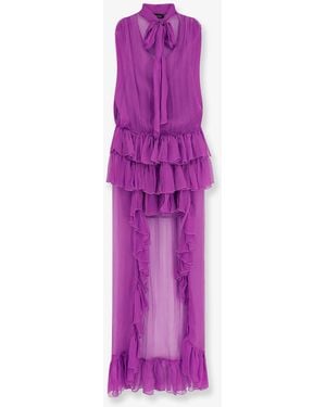 ACTUALEE Asymmetric Voile Dress - Purple
