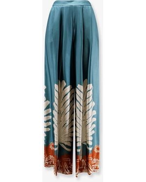 BYE Firenze Palma Viscose And Rayon Trousers - Blue