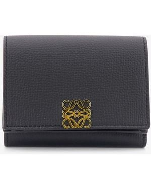 Loewe Anagram Tri-Fold Leather Wallet - Grey