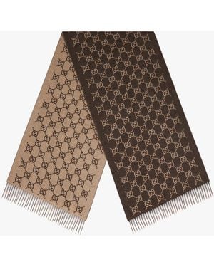 Gucci Gg Cashmere Scarf - Brown