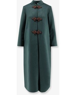 PHILIPPA 1970 Harriet Wool Coat With Frogs - Green