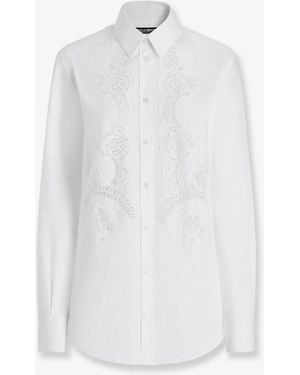 Dolce & Gabbana Cotton Shirt With Floral Embroideries - White