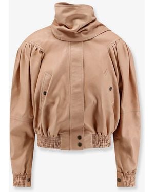 Chloé Leather Jacket With Stitched Profiles - Natural